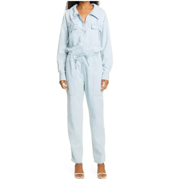 Isabel Marant Etoile Marvin Chambray Denim Jumpsuit 34 Long Sleeve Cotton - Picture 9 of 9